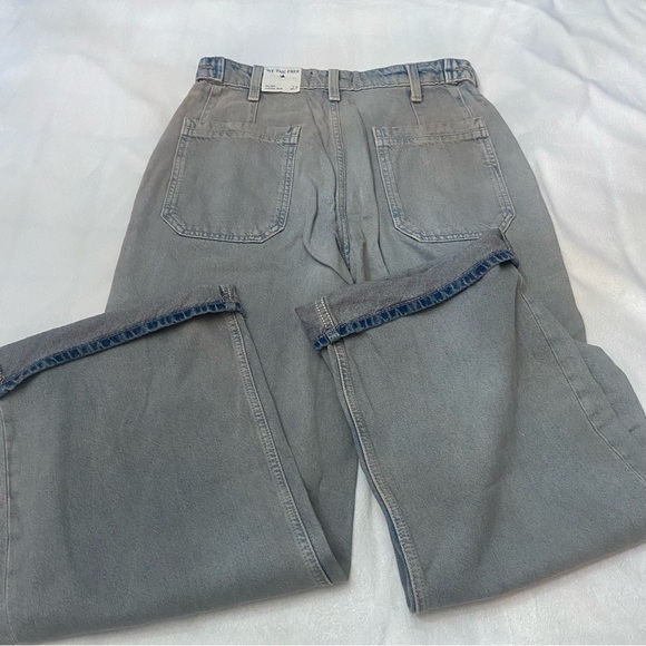 New! Free People Palmer Cuffed Baggy Wide Leg Jeans Blue Gray 2124 - Picture 7 of 14